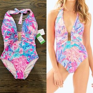 Lilly Pulitzer - Lanai One Piece in Light Pascha Pink Aquadesiac (Size 2)